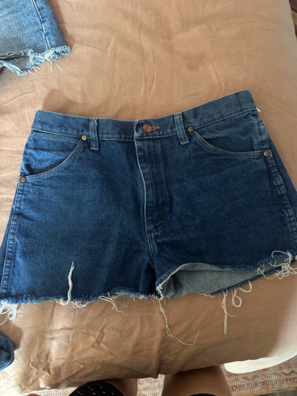 Vintage Dark Blue Denim wrangler Cutoff Shorts - Women's Casual Summer Staple
